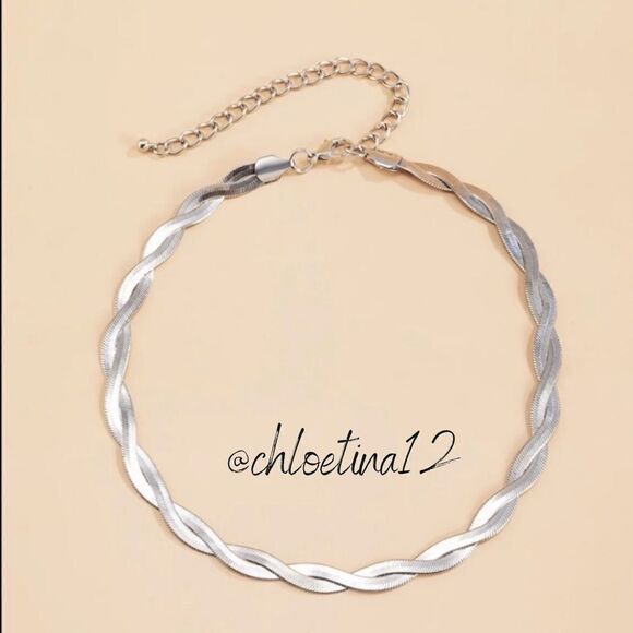 #29 NEW Silver Twisted Herringbone Snake Necklace - Picture 4 of 9